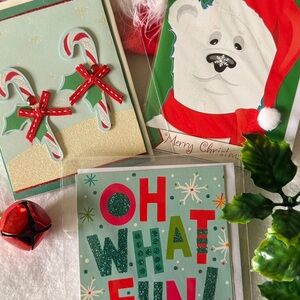 Festive Christmas Greeting Cards and jackedSet